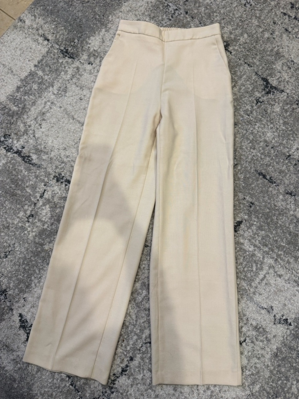 Zara Soft Cream Wide-Leg High-Rise Trousers